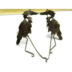 Autumn Walker Great Heron #8889 Earrings Hook Dangle 925 Sterling Silver Vintage